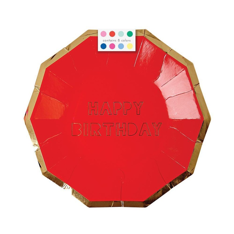 Happy Birthday Cake Plates (8 Colors)