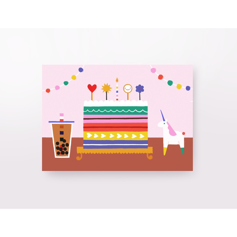 Happy Birthday Rainbow Cake Greeting Card