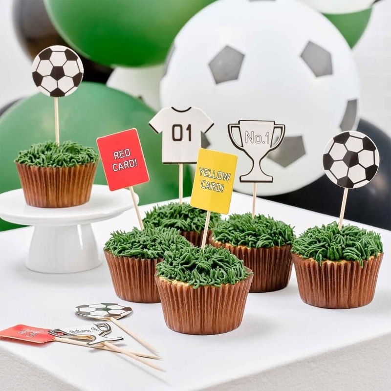Kick Off Party Football Cupcake Toppers