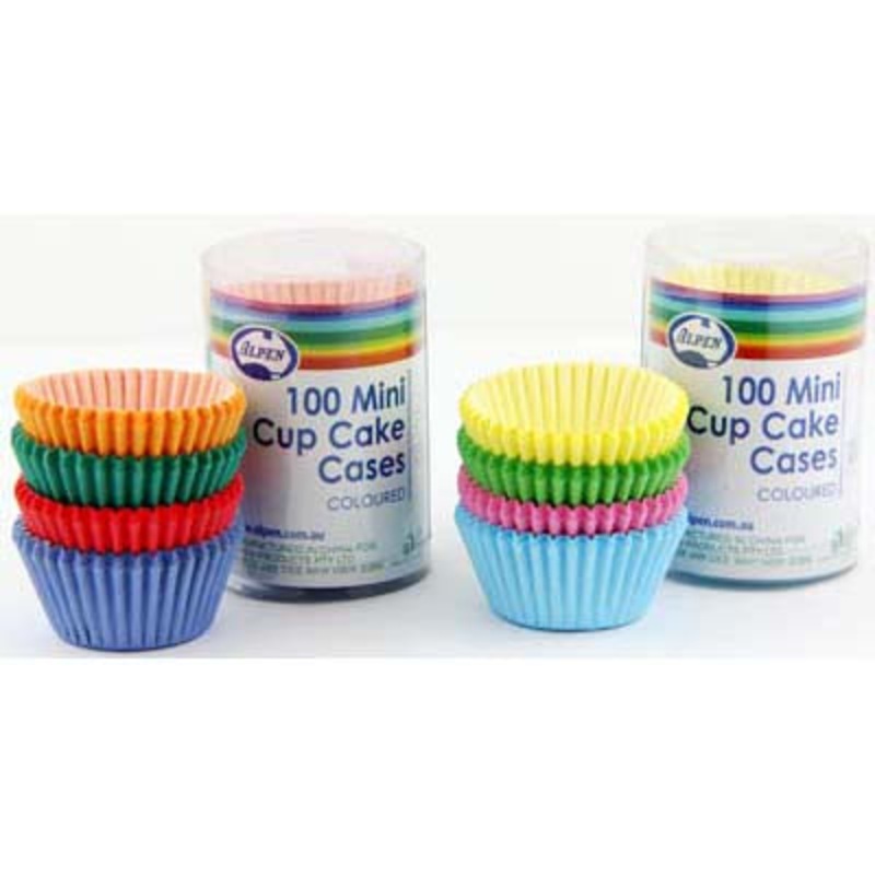 Mini Cup Cake Cases Coloured (30x20mm) Pack100