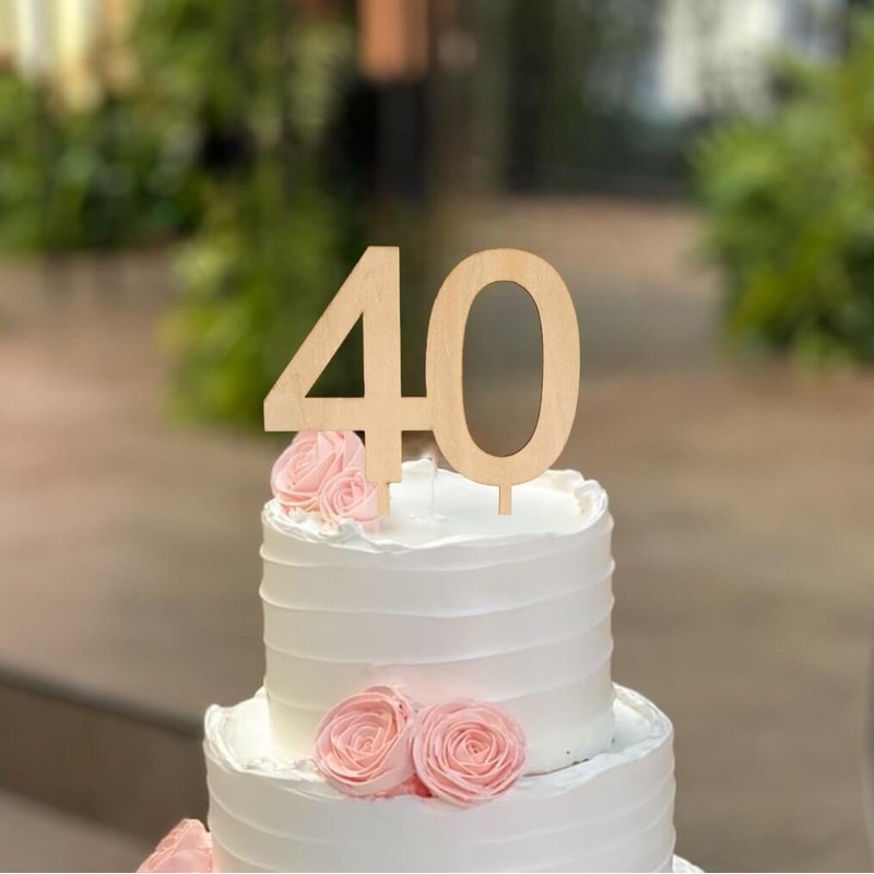 Wooden Age 40 Number Cake Topper