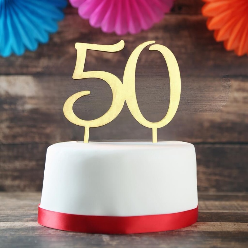 Wooden Age 50 Birthday Cake Topper
