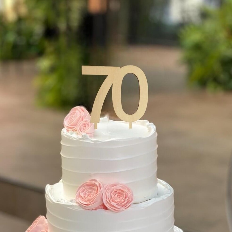 Wooden Number 70 Birthday Cake Topper