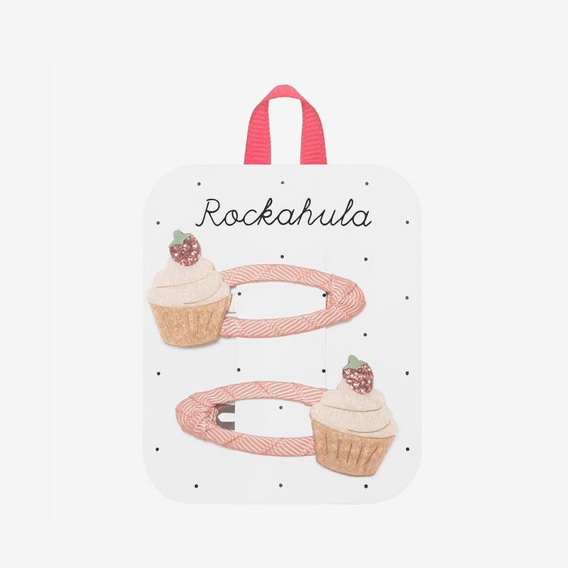 2 barrettes cupcakes  la fraise