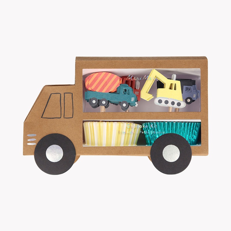 24 toppers et caissettes  cupcakes camion de travaux