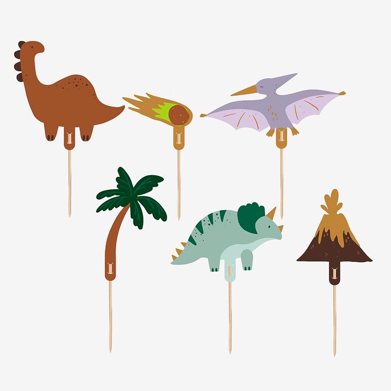 6 cake toppers dinosaure