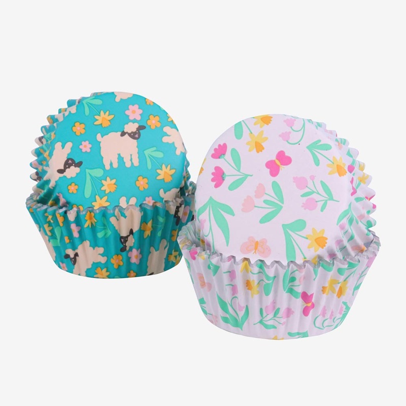 60 caissettes  cupcake fleurs et moutons