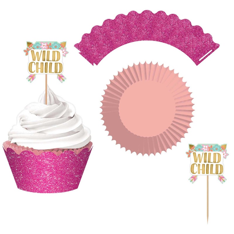 Boho Birthday Girl Cupcake Kit 24pcs