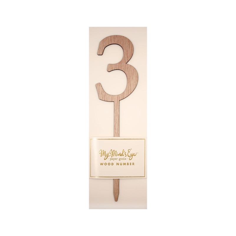 Botanical Wood Number 3 Cake Topper