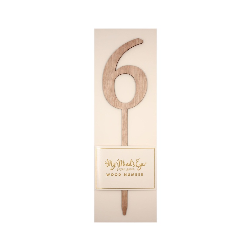 Botanical Wood Number 6 Cake Topper
