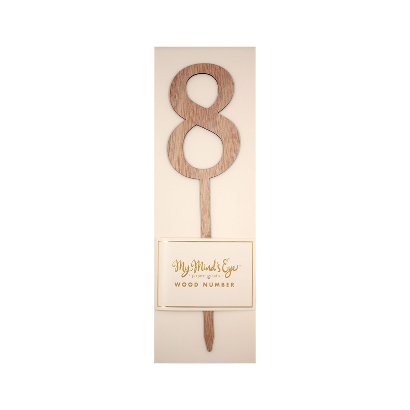 Botanical Wood Number 8 Cake Topper