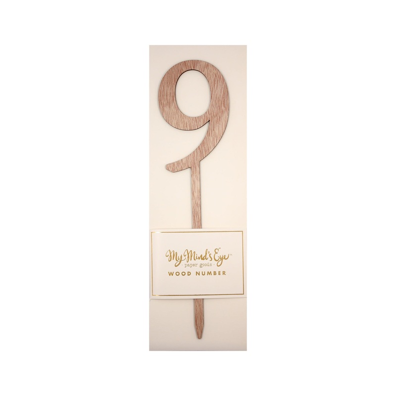 Botanical Wood Number 9 Cake Topper