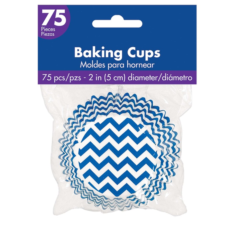 Bright Royal Blue Chevron Cupcake Cases 50mm, 75pcs