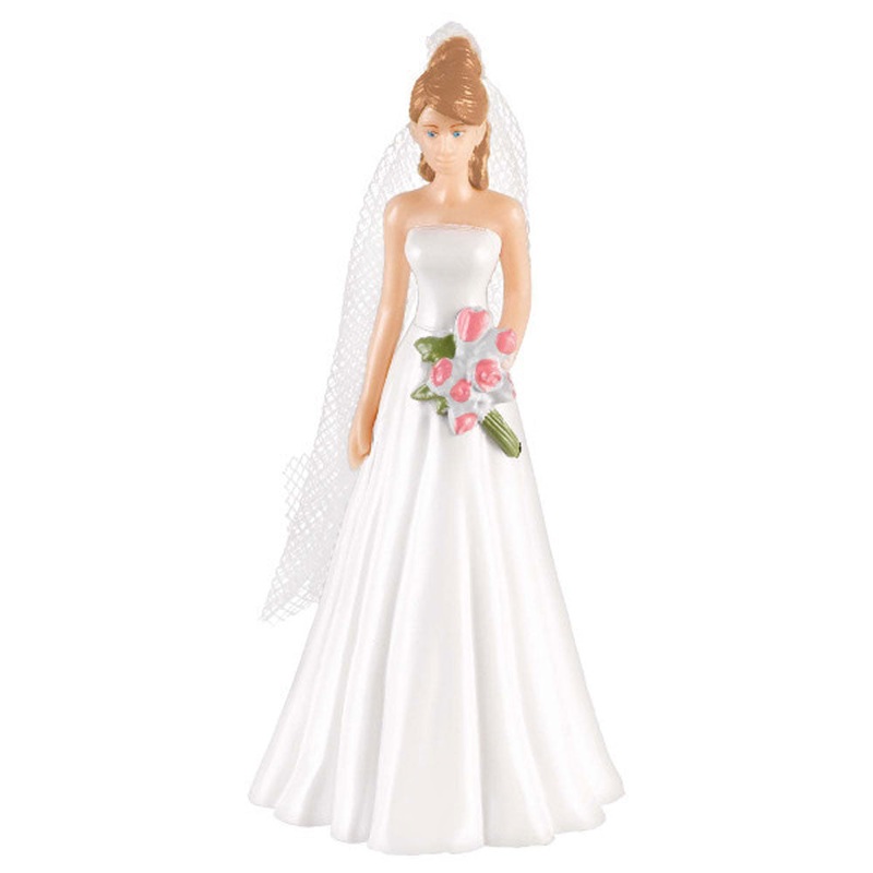 Caucasian Bride Plastic Cake Topper 4.25in