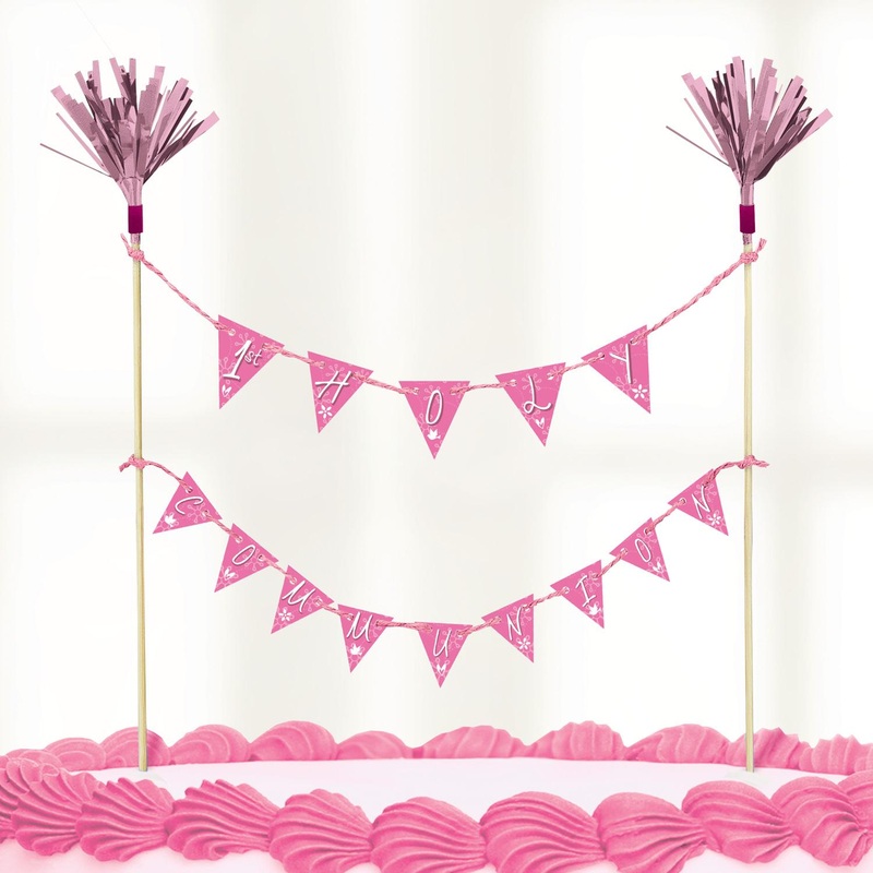 Communion Church Pink Cake Picks Topper