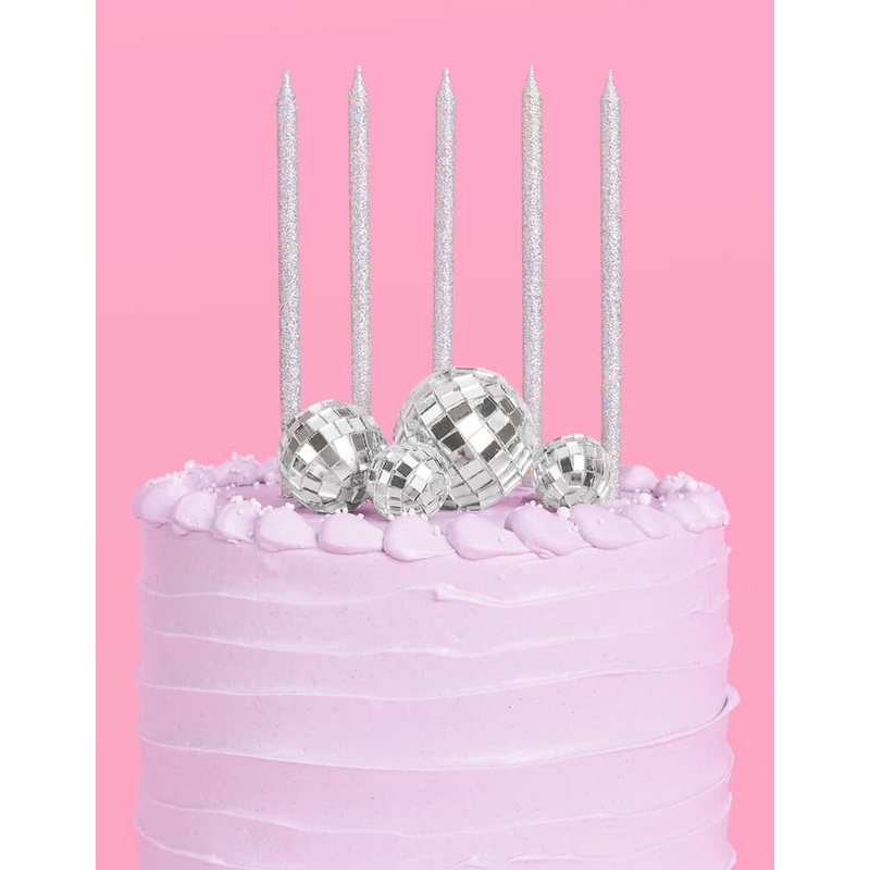 Disco Cake Toppers & Iridescent Candles