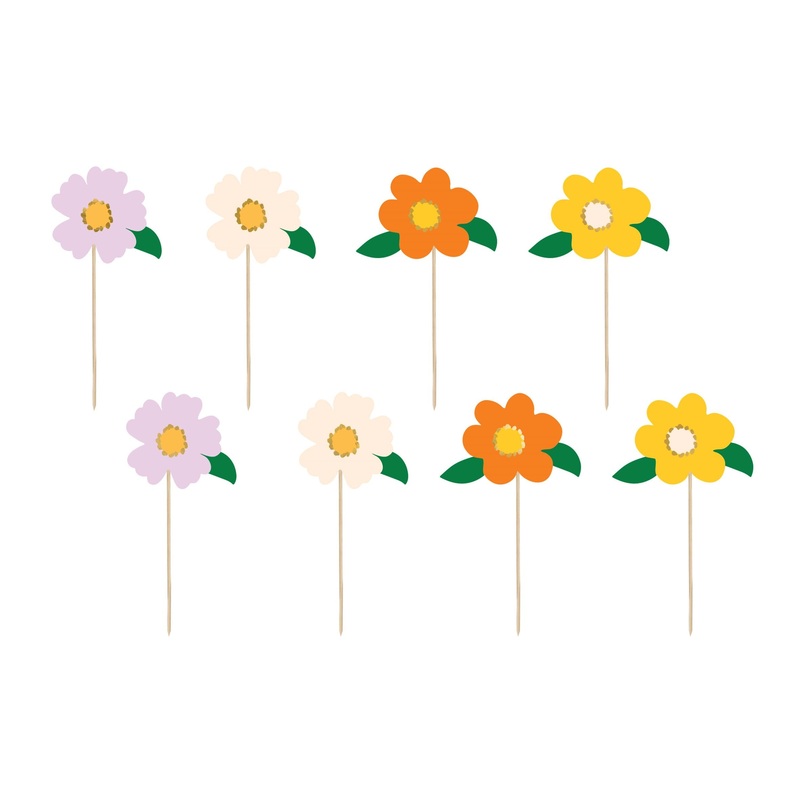 Flower Cake Toppers 8 Piece