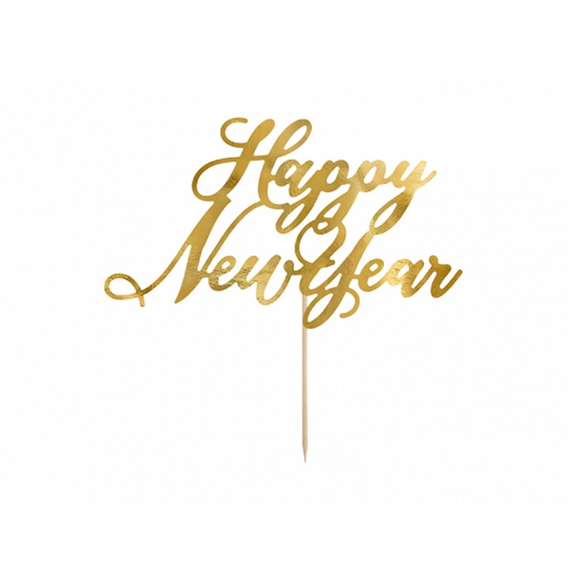 Happy New Year Gold Cake Topper 24cm