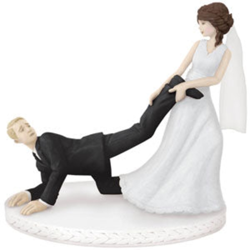 Leg Puller Bride & Groom Cake Topper