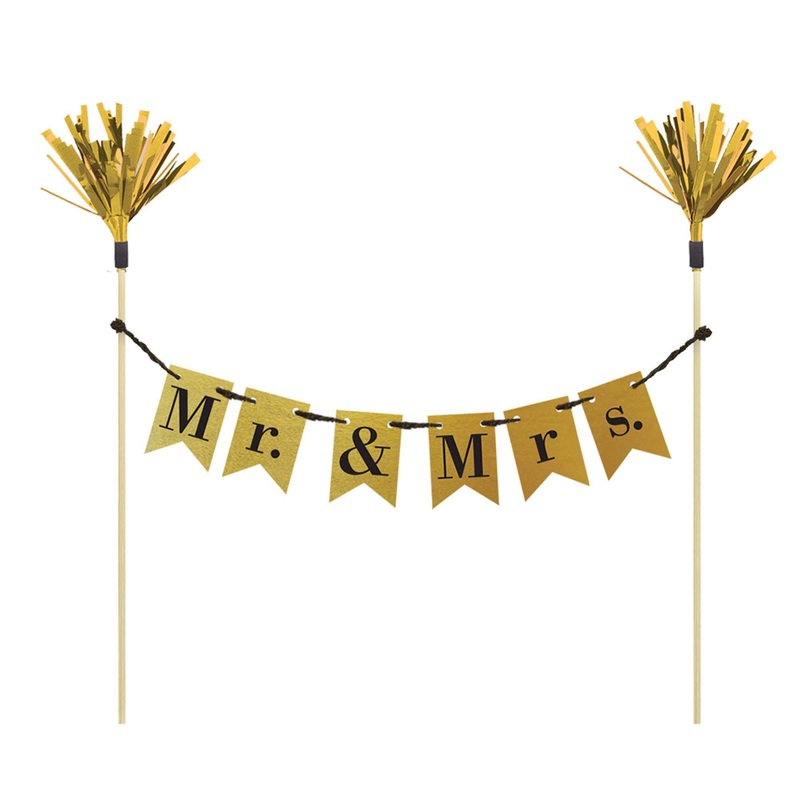 Mr & Mrs Pennant Cake Pick 8.50in
