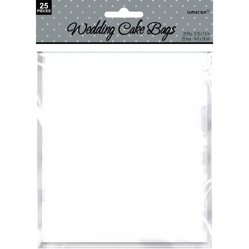 White Wedding Cake Bags 7 1/2 x 5 3/4in, 25pcs