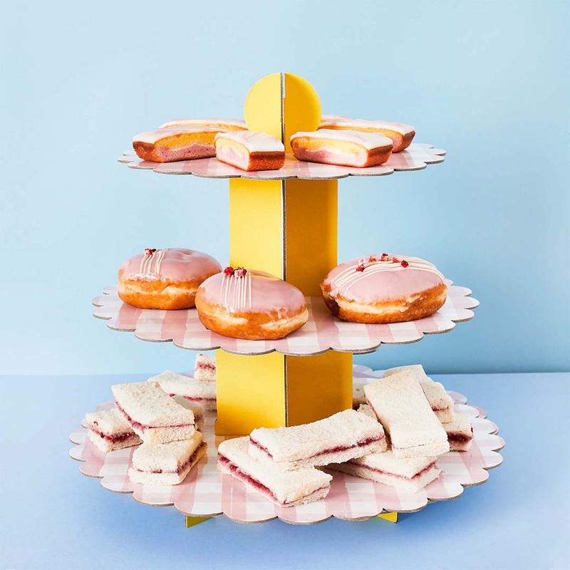 3 Tier Pink Gingham Cake Stand