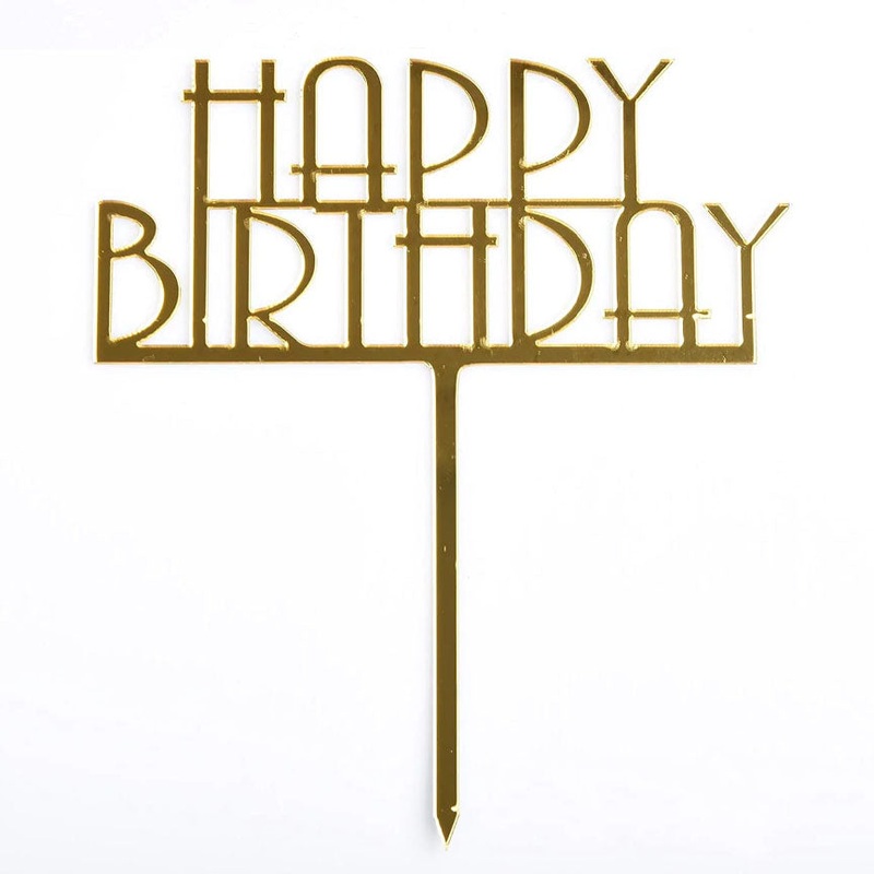 ACRYLIC GOLD HAPPY BIRTHDAY CAKE TOPPER
