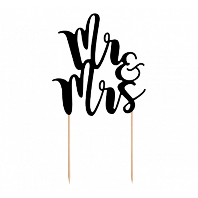 Black Mr & Mrs cake topper