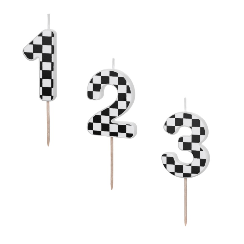 Chequered Flag Number Cake Candles (0-9)