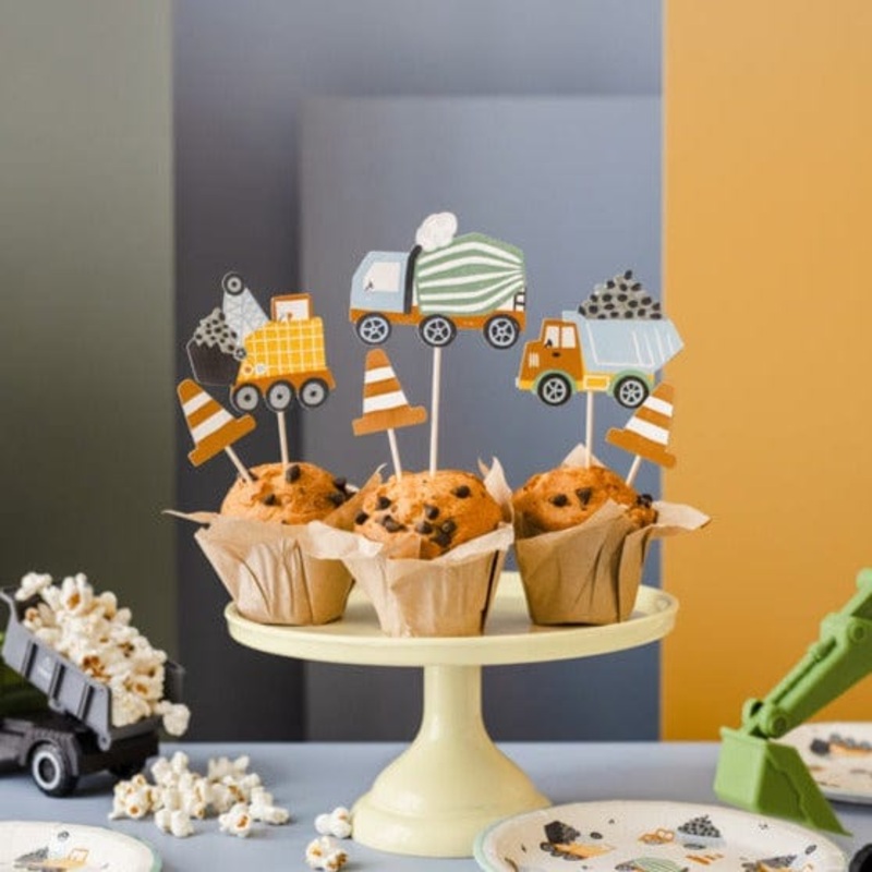 Construction Party Cupcake Toppers x 6