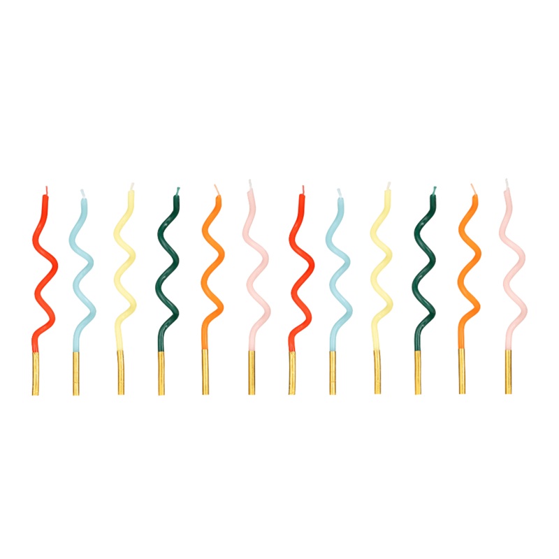 Curly Birthday Cake Candles x 12