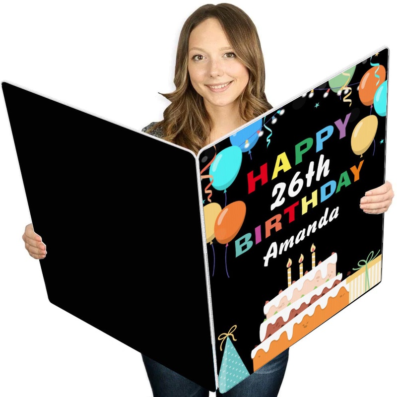 Custom Happy Birthday Cake Black Giant Greeting Card - 16.5 x 22 inches