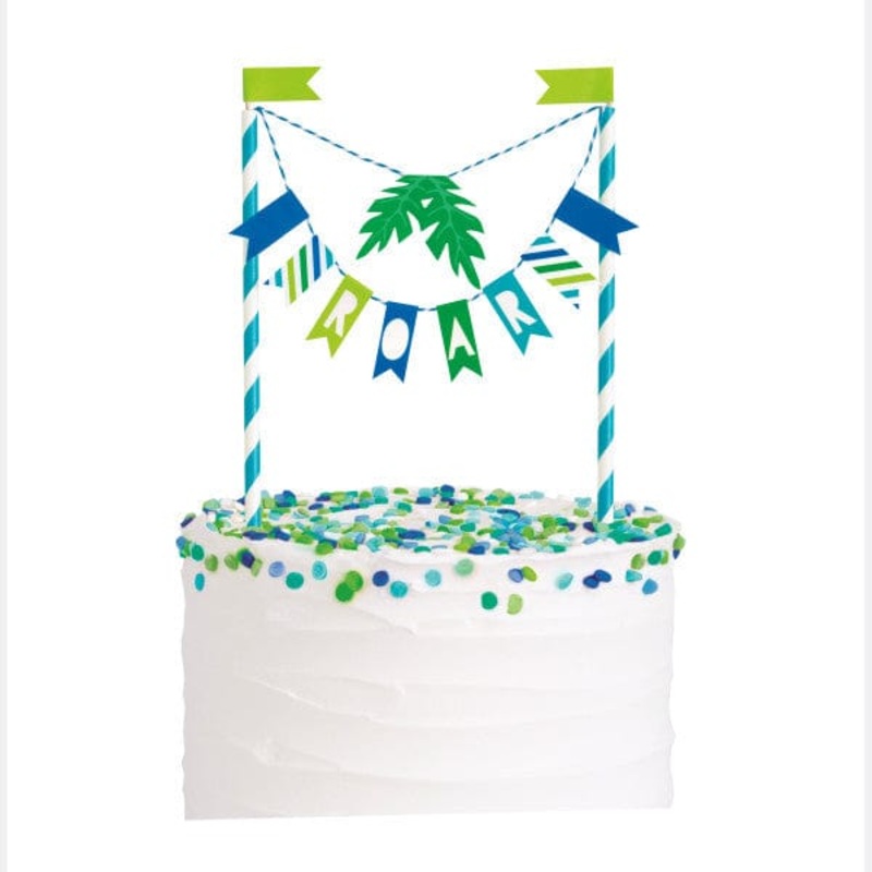 Dinosaur ROAR Bunting Birthday Cake Topper