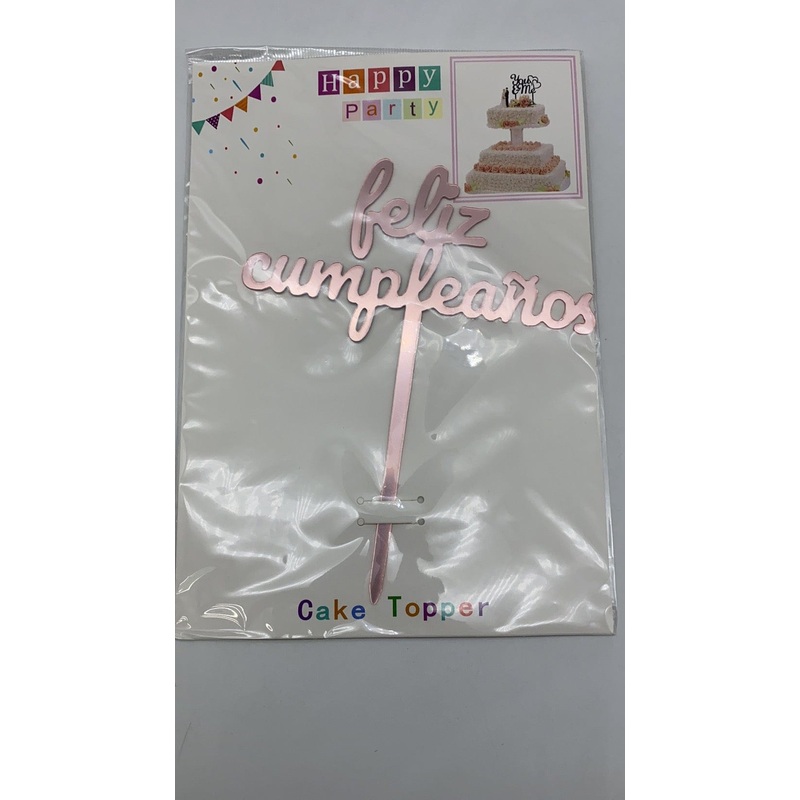 Feliz Cumpleanos Cake Topper Rose Gold