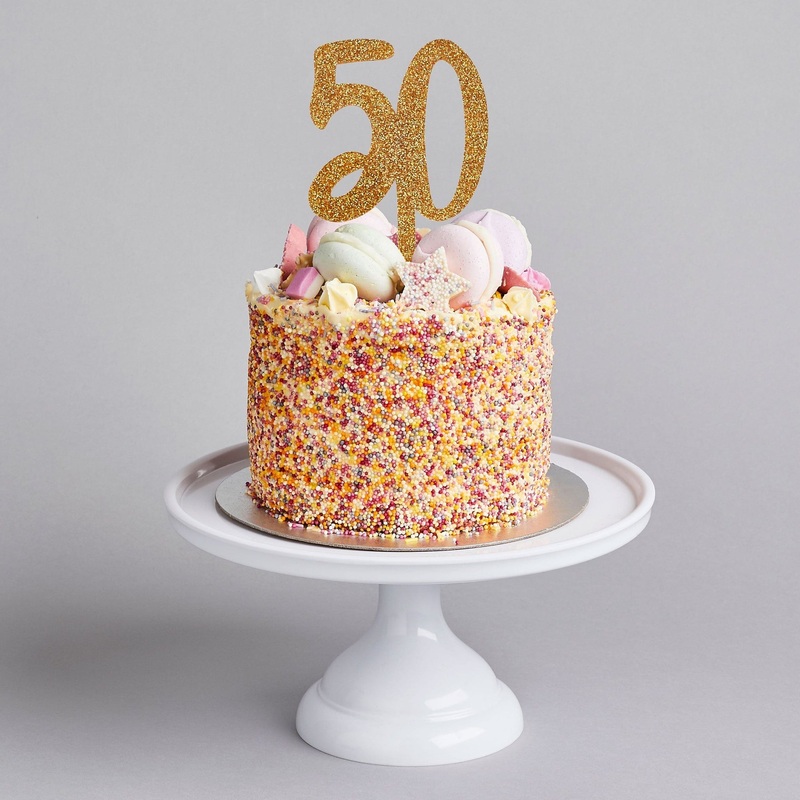 Gold Glitter Acrylic 50th Birthday Cake Topper