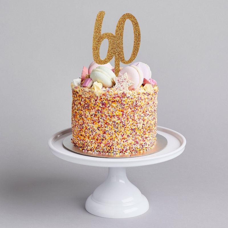 Gold Glitter Acrylic 60th Cake Topper