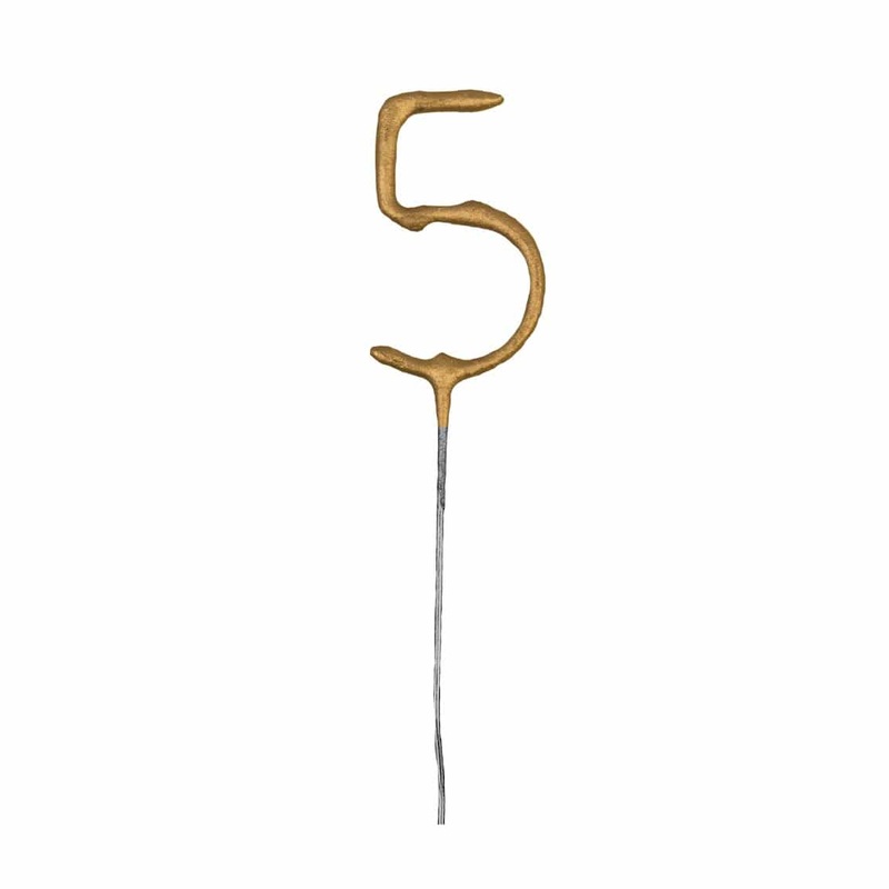 Gold Number 5 Cake Sparkler