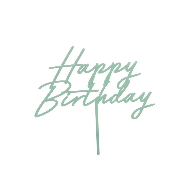 Green Happy Birthday Acrylic Cake Topper