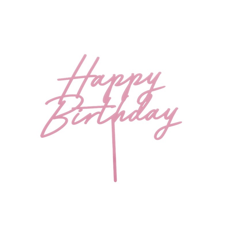 Light Pink Happy Birthday Acrylic Cake Topper