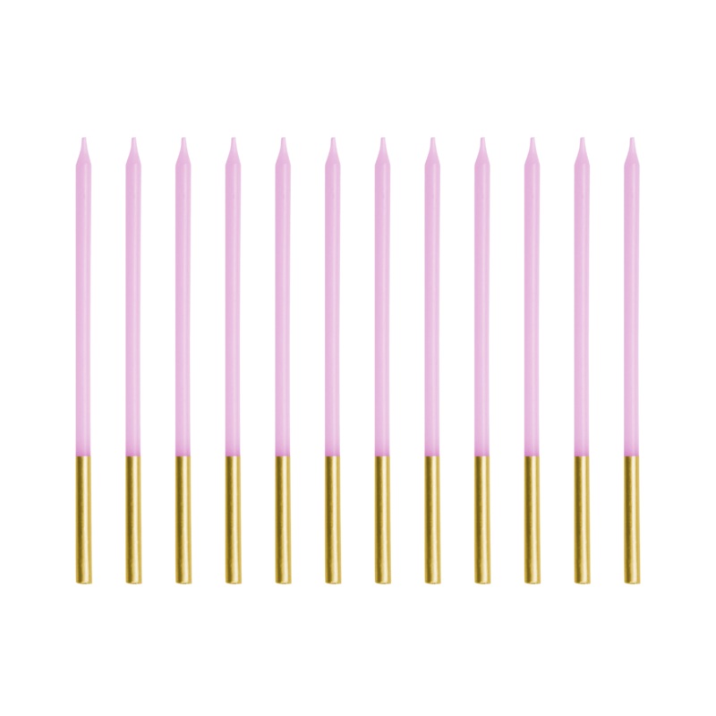 Light Violet Gold Tip Cake Candles x 12