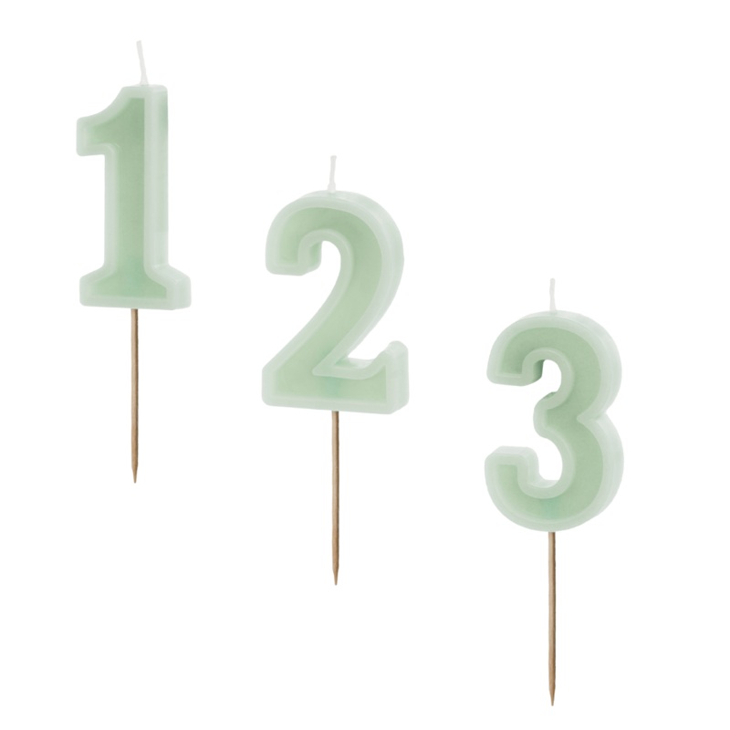 Pastel Green Number Cake Candles (0-9)