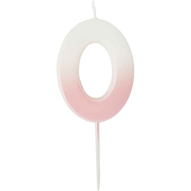 Pink Ombre Number 0 Cake Candle