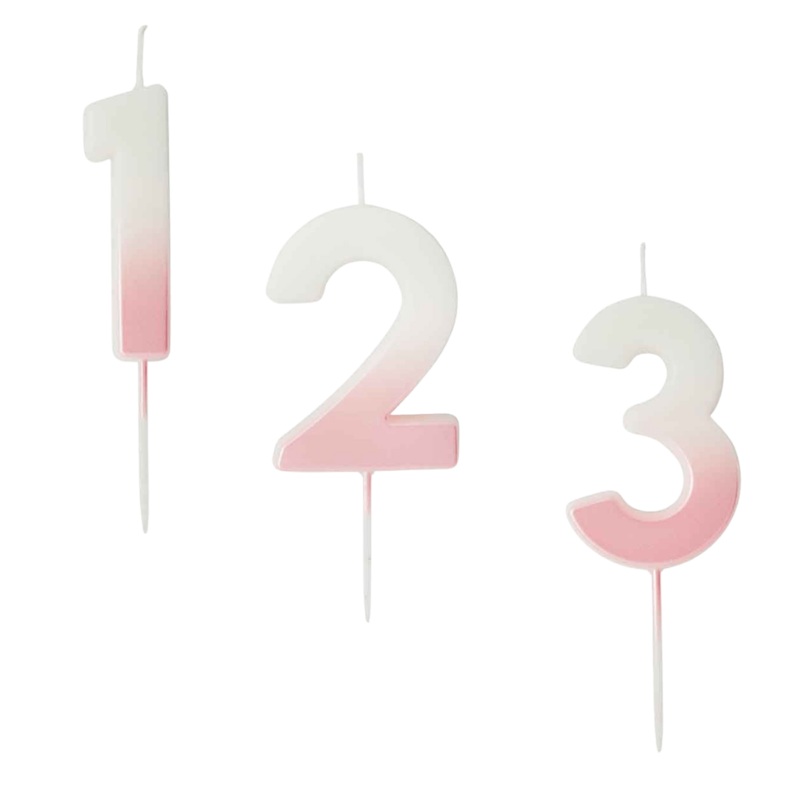 Pink Ombre Number Cake Candles (0-9)