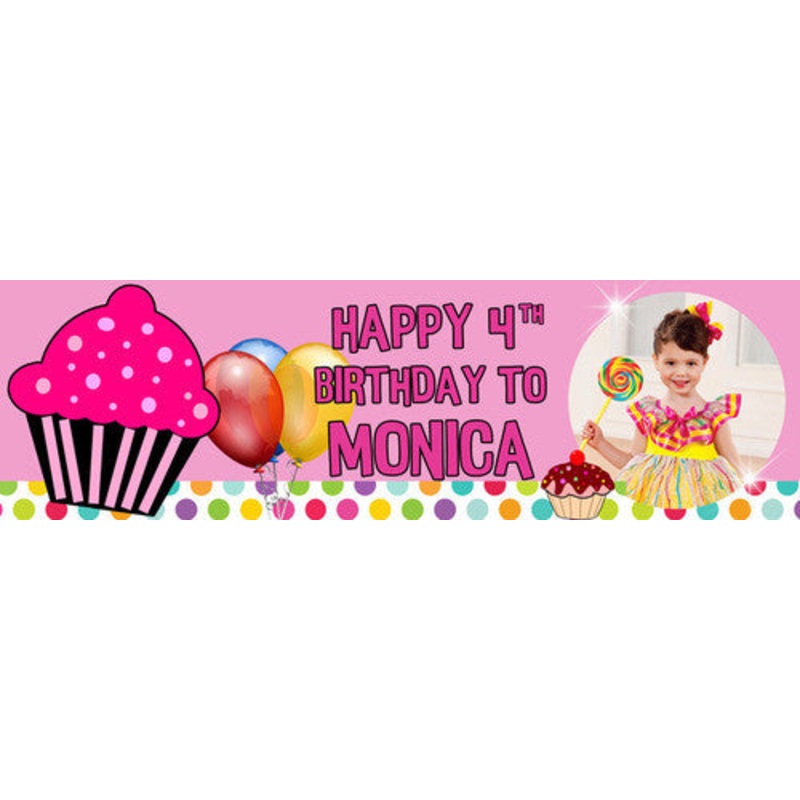 Rainbow Cupcake Birthday Banner