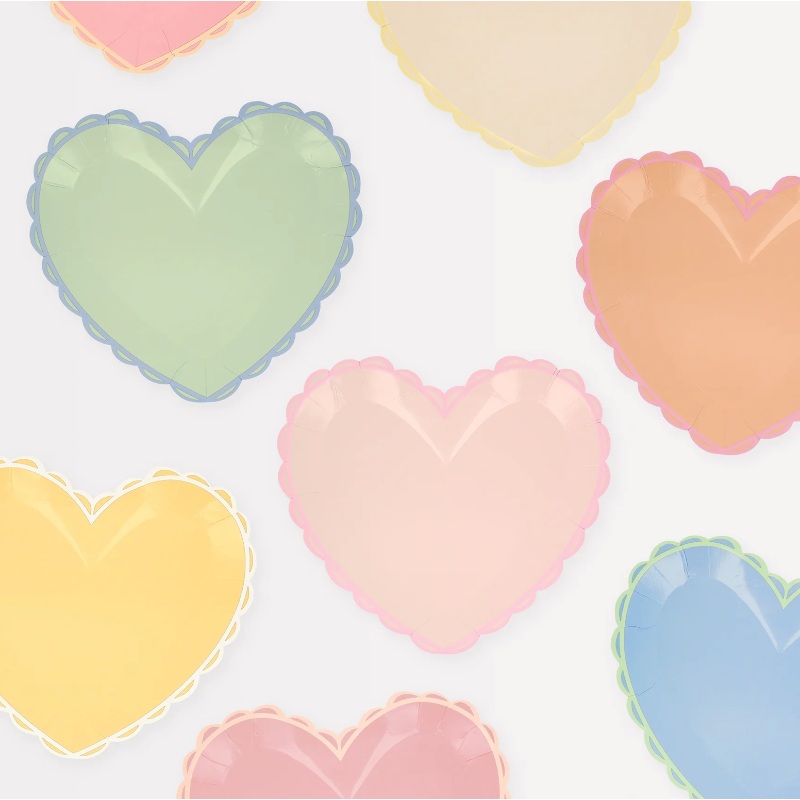 Vintage heart mix cake plates / 8 pcs.