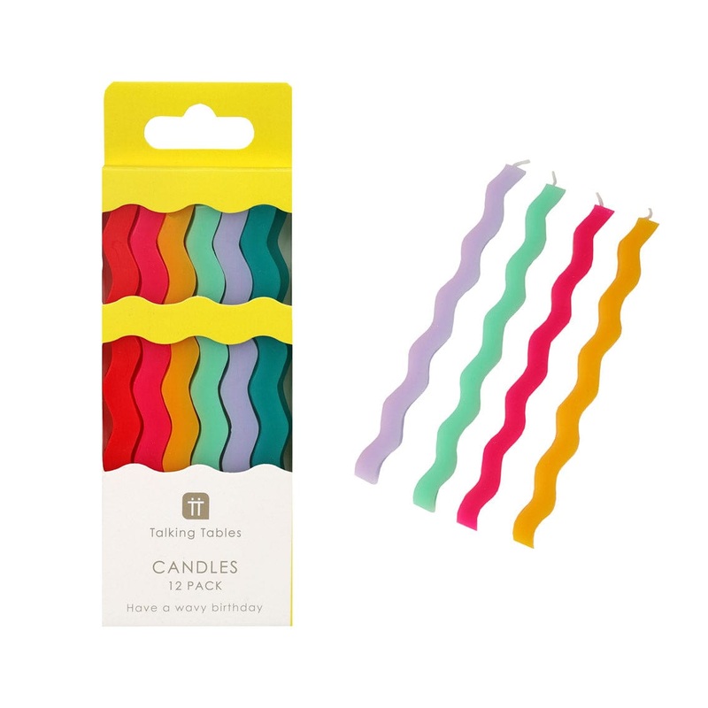 Wavy Tall Birthday Cake Candles - 12 Pack