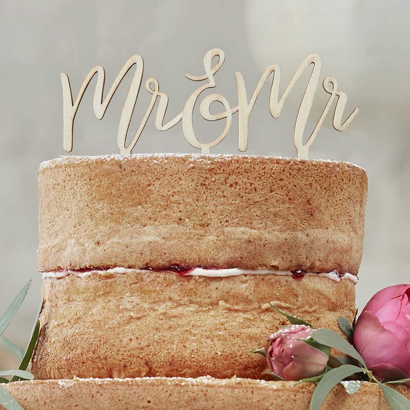 Wooden Mr & Mr Cake Topper