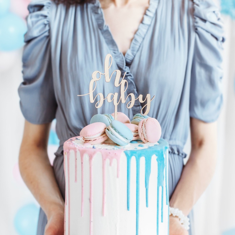 Wooden Oh Baby Baby Shower Cake topper