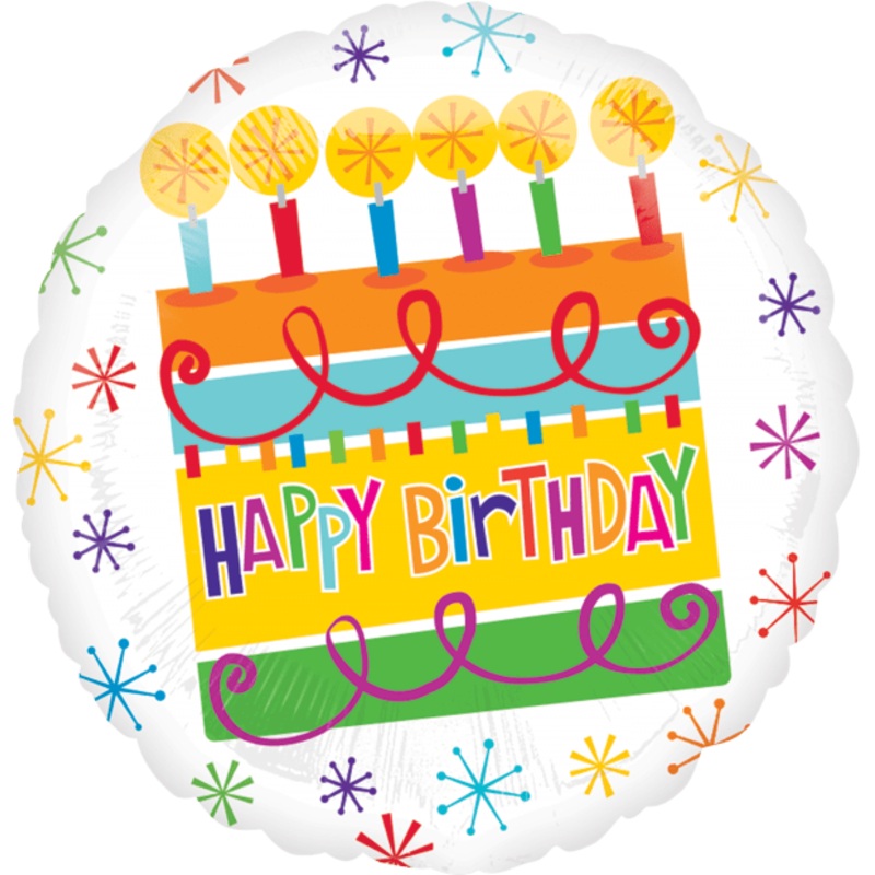 18" Happy Birthday Cake Foil Balloons