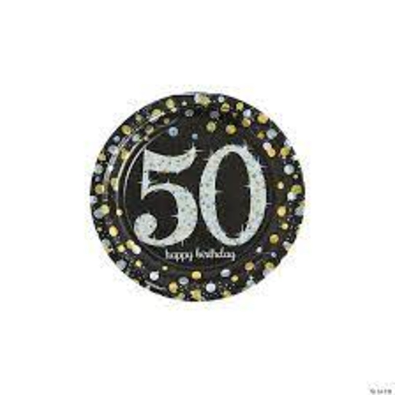 50TH BIRTHDAY CAKE PLATE - SPARKLING CELEBRATION